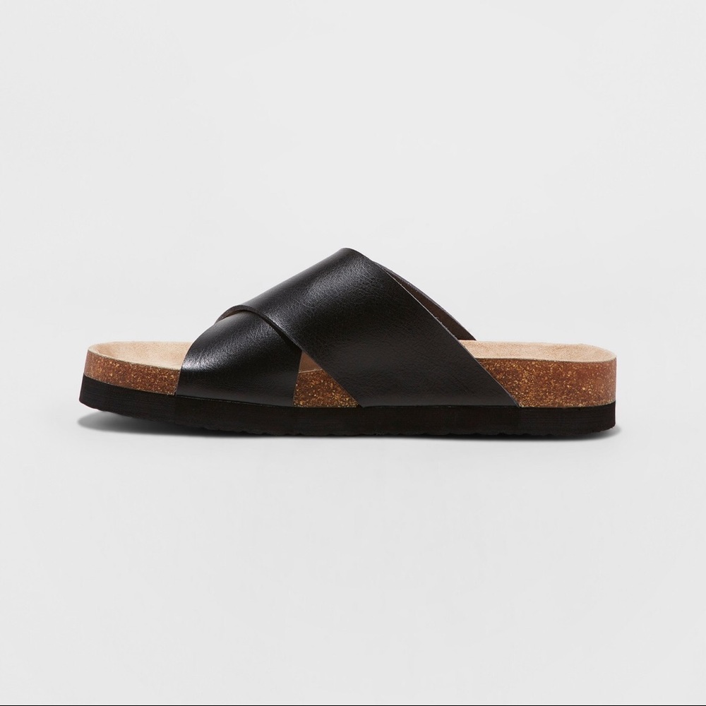 Women's Elyssa Crossband Footbed Sandals Black- B3 - Picture 3 of 4